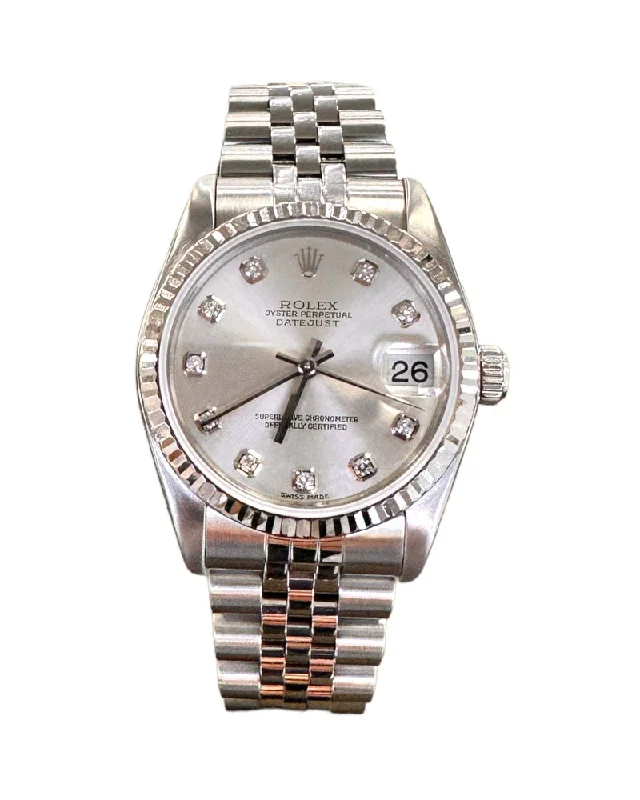 Stainless Steel Mesh Strap Watches for a Sleek LookRolex Datejust 31 Midsize 78274 Factory Diamond Silver Dial PreOwned