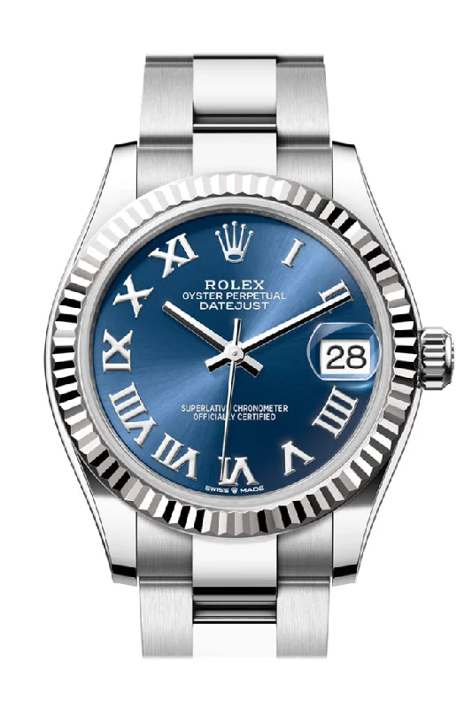 Stainless Steel Dress Watches for BusinessmenRolex Datejust 31 Blue Roman Dial Fluted Bezel Ladies Watch 278274 278274-0033