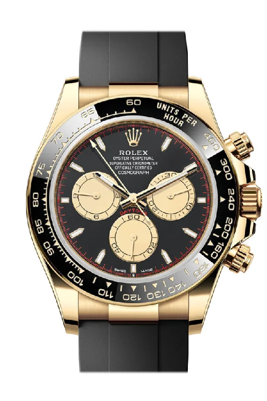 Watches with Engraved Dials for PersonalizationRolex Daytona 40 Black and Champagne Dial Yellow Gold Mens Watch 126518LN