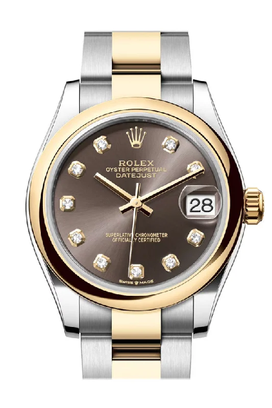 Men’s Dress Watches with Slim ProfilesRolex Datejust 31 Dark Grey Diamond Dial Yellow Gold Steel Ladies Watch 278243 278243-0021