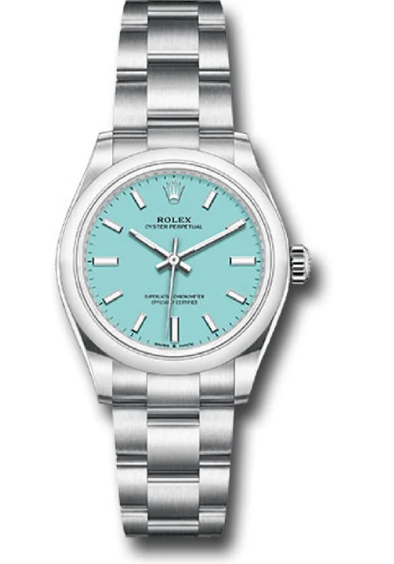 Watches with Sword-Style Hands for a Distinctive LookRolex Oyster Perpetual 31 Domed Bezel Turquoise Blue Index Dial Oyster Bracelet 277200