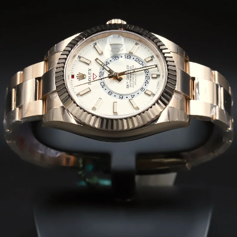 Watches with Gold Plated Cases for a Luxurious LookRolex<br>326935 Sky-Dweller White Dial