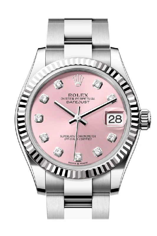 Ceramic Cased Watches with Mother-of-Pearl DialsRolex Datejust 31 Pink Diamond Dial Fluted Bezel Ladies Watch 278274 278274-0031