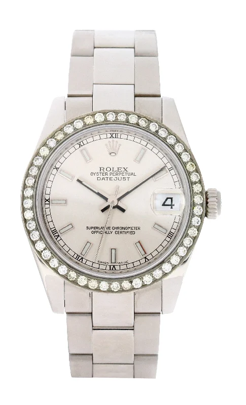 Watches with Temperature SensorROLEX DATEJUST 31MM (2007 CUSTOM DIAMOND BEZEL) #178240