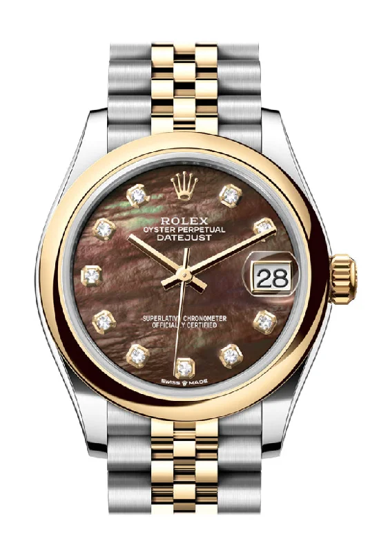 Watches with Temperature SensorRolex Datejust 31 Black Mother of pearl Diamond Dial Yellow Gold Steel Jubilee Ladies Watch 278243 278243-0024