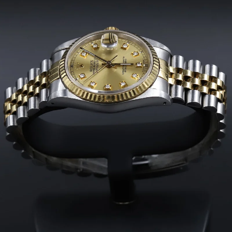 Watches with Backlight for Low-Light ConditionsRolex<br>16233 Datejust 36 SS/18k Champagne Diamond Dial