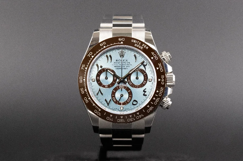 Watches with Glossy Finish Cases for a Shiny AppealRolex<br>116506 Daytona Platinum Ceramic 50th Anniversary Hindi Arabic Dial