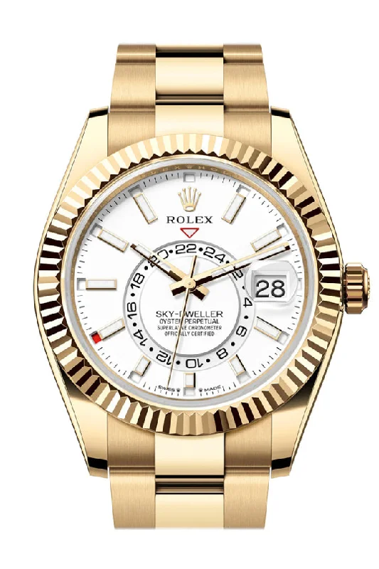 Classic Style Watches for Timeless AppealRolex Sky Dweller 42 White Dial Yellow Gold Oyster Mens Watch 336938