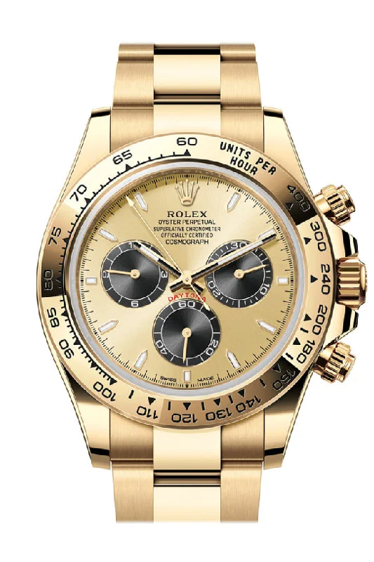 Adjustable Strap Watches for Perfect FitRolex Daytona 40 Golden and Bright Black	Dial Yellow Gold Mens Watch 126508