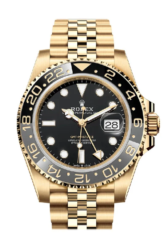 Watches with Temperature SensorROLEX GMT-Master II Black Dial Yellow Gold Men's Watch 126718GRNR