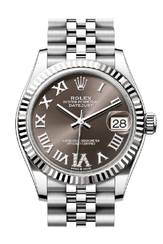 Alloy Cased Watches for Affordable QualityRolex Datejust 31 Brown Roman Dial Dial Fluted Bezel Jubilee Ladies Watch 278274 278274-0028