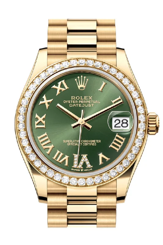 Analog-Digital Hybrid Watches for Dual FunctionalityRolex Datejust 31 Green Roman Diamond Dial Diamond Bezel Yellow Gold Ladies Watch 278288RBR 278288RBR-0024