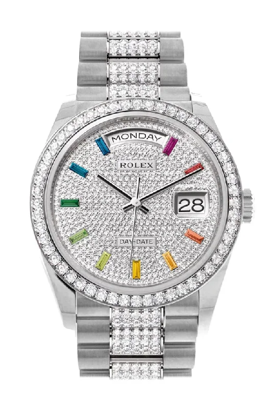 Analog-Digital Hybrid Watches for Dual FunctionalityRolex Day-Date 36 Diamond Paved Diamond Dial Diamond Bezel White Gold Diamond President Watch 128349RBR