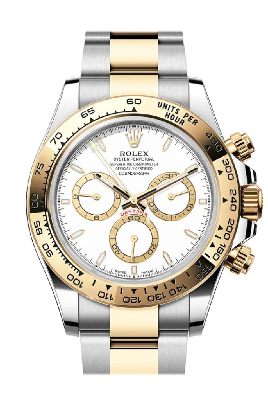 Ceramic Cased Watches with Mother-of-Pearl DialsRolex Daytona 40 White Dial Yellow Gold Stainless Steel Mens Watch 126503