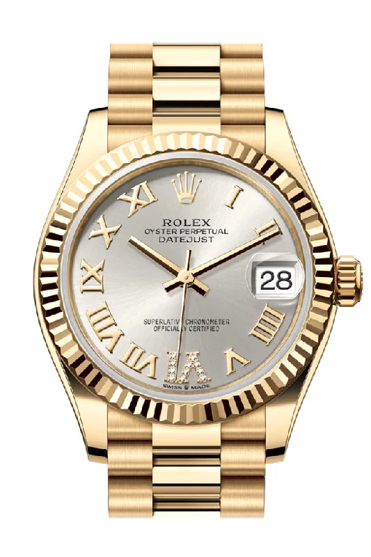 Mechanical Watches with Hand-Winding MechanismRolex Datejust 31 SIlver Roman Dial Fluted Bezel Yellow Gold Ladies Watch 278278 278278-0028