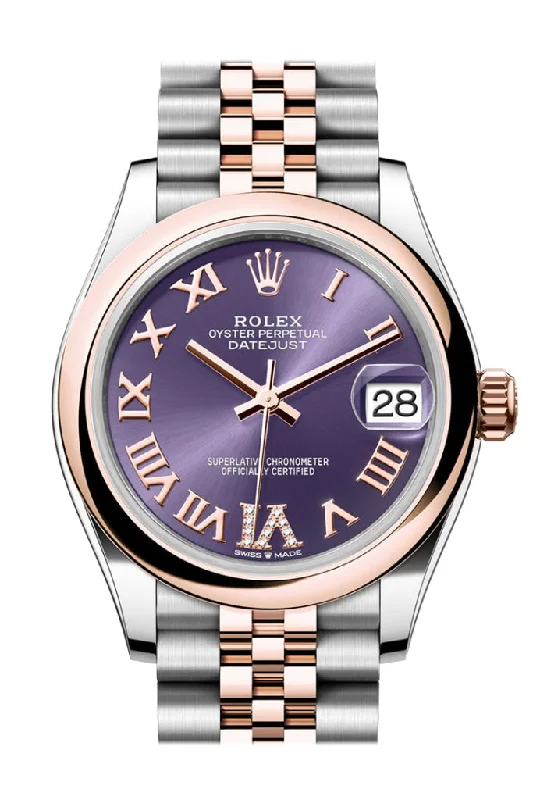 Chronograph Watches for Sports EnthusiastsRolex Datejust 31 Aubergine Diamond Dial Rose Gold Steel Jubilee Ladies Watch 278241 278241-0018