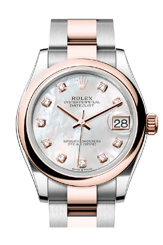 Watches with Skeletonized Hands for a Modern TwistRolex Datejust 31 White Mother Of Pearl Diamond Dial Rose Gold Steel Ladies Watch 278241 278241-0025