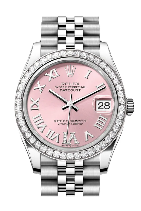 Leather Band Watches with Quick-Release BucklesRolex Datejust 31 Pink Roman Dial Jubilee Ladies Watch 278384RBR 278384RBR-0028