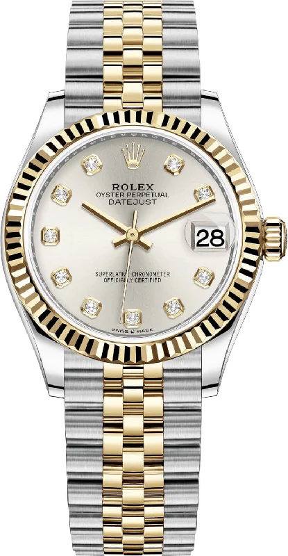 Luxury Quartz Watches with High-End MovementsRolex Datejust 31 Steel and Yellow Gold Datejust 31mm - Fluted Bezel - Silver Diamond Dial - Jubilee 278273