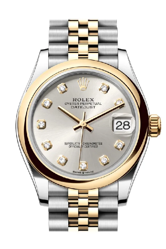 Watches with Two-Tone Cases for a Stylish AppearanceRolex Datejust 31 Silver Roman Diamond on 6 Dial Yellow Gold Steel Jubilee Ladies Watch 278243 278243-0020