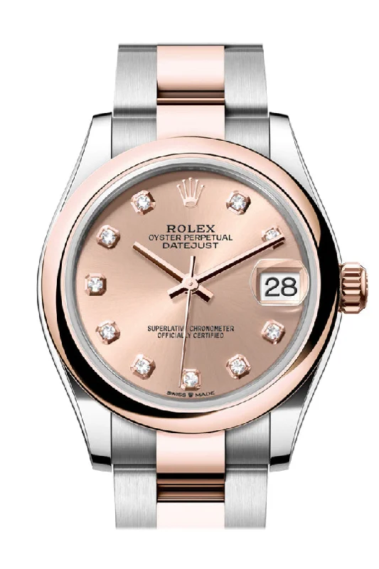 Watches with Dauphine-Style Hands for an Elegant LookRolex Datejust 31 Rose Colour Diamond Dial Rose Gold Steel Ladies Watch 278241 278241-0023