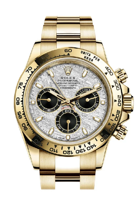 Stainless Steel Bracelet Watches for DurabilityRolex Cosmograph Daytona Meteorite Dial Yellow Gold Men's Watch 116519LN