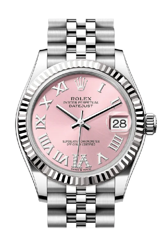 Luxury Quartz Watches with High-End MovementsRolex Datejust 31 Pink Roman Diamond on 6 Dial Fluted Bezel Jubilee Ladies Watch 278274 278274-0024