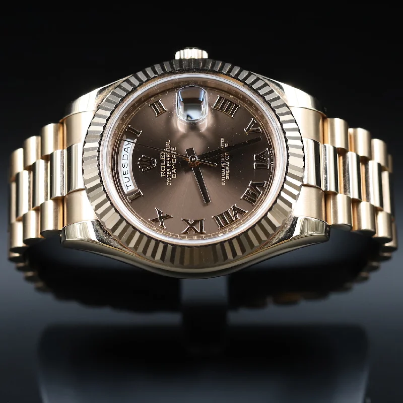 Stainless Steel Mesh Strap Watches for a Sleek LookRolex<br>218235 DayDate II Chocolate Dial