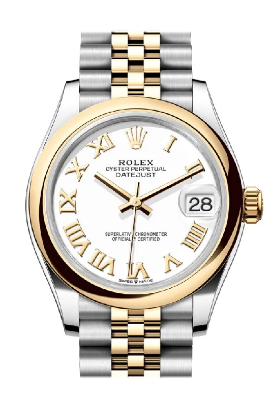 Watches with Dauphine-Style Hands for an Elegant LookRolex Datejust 31 White Roman Dial Yellow Gold Steel Jubilee Ladies Watch 278243 278243-0002