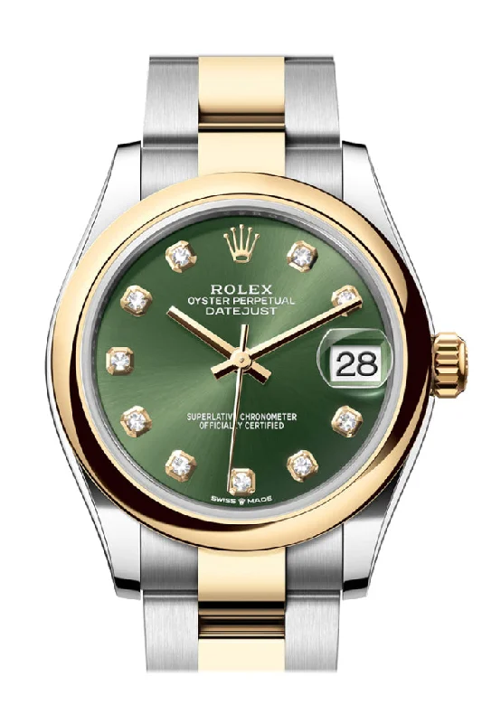 Casual Watches for Weekend OutingsRolex Datejust 31 Olive Green Diamond Dial Yellow Gold Steel Ladies Watch 278243 278243-0029