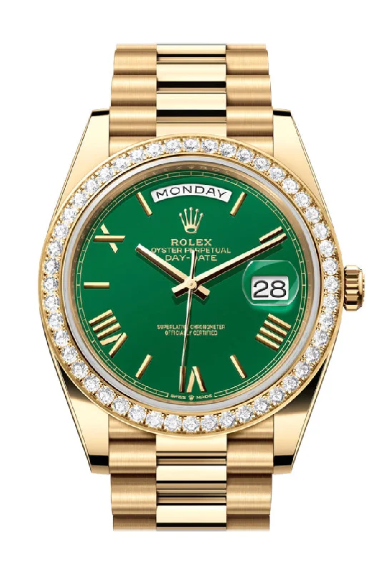 Ceramic Cased Watches with Mother-of-Pearl DialsRolex Day-Date 40 Green Dial Yellow Gold President Men's Watch 228348RBR 228348