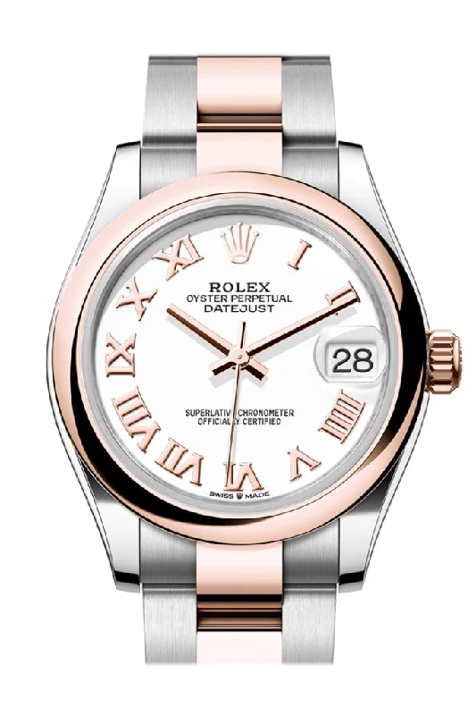 Ceramic Cased Watches with Mother-of-Pearl DialsRolex Datejust 31 White Roman Dial Rose Gold Steel Ladies Watch 278241 278241-0001