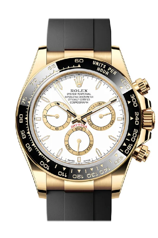 Watches with Glossy Finish Cases for a Shiny AppealRolex Daytona 40 White Dial Yellow Gold Mens Watch 126518LN