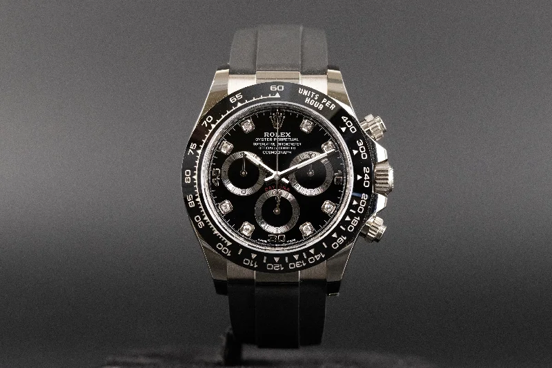 Military Style Watches with Luminescent HandsRolex<br>116519LN Daytona Black Diamond Dial Oysterflex