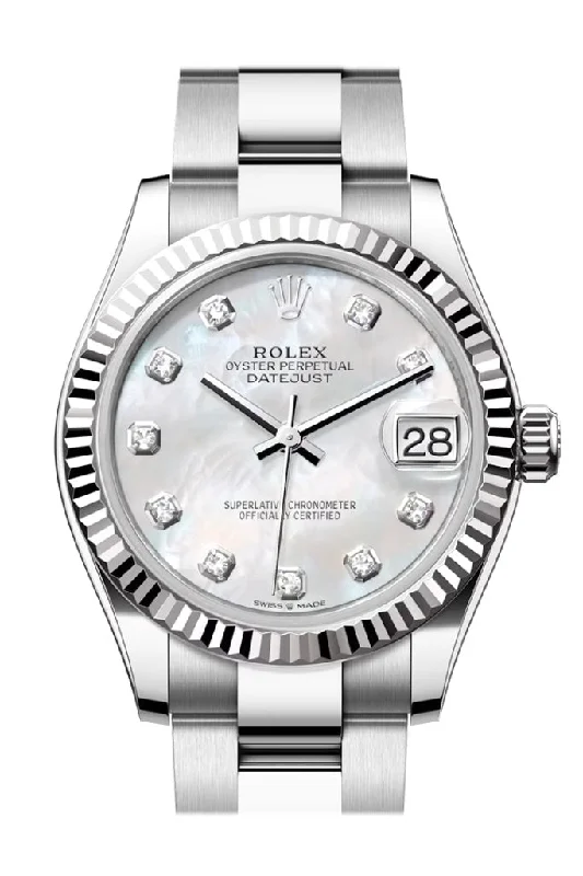 Adjustable Strap Watches for Perfect FitRolex Datejust 31 Mother of Pearl Diamond Dial Fluted Bezel Ladies Watch 278274 278274-0005