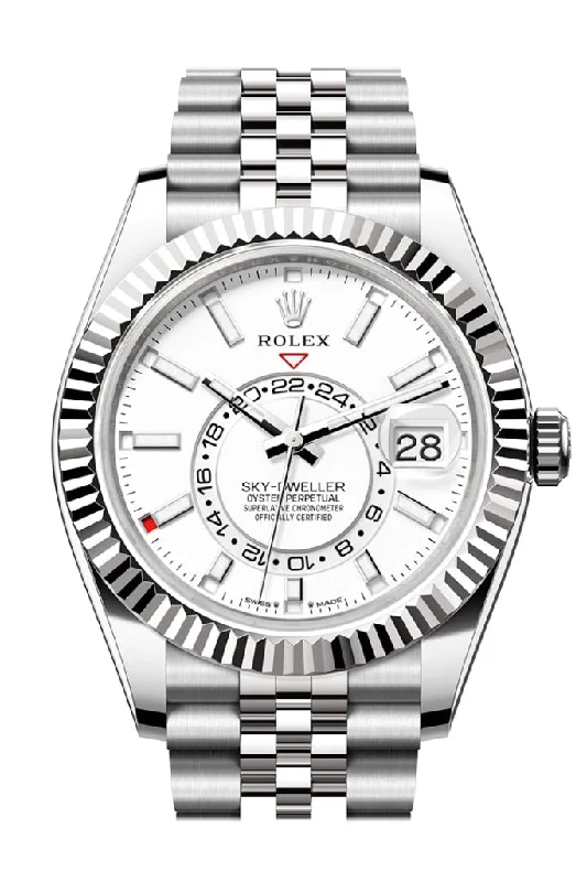 Leather Cuff Watches for a Bohemian LookRolex Sky Dweller 42 White Dial Stainless Steel Jubilee Mens Watch 336934