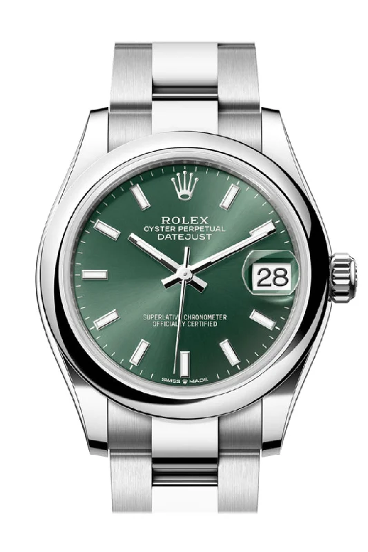 Watches with Silicone Straps for a Soft FeelRolex Datejust 31 Green Dial Oyster Ladies Watch 278240 278240-0011