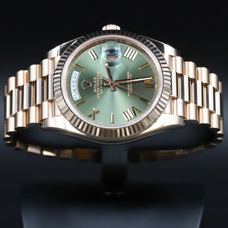 Stainless Steel Mesh Strap Watches for a Sleek LookRolex<br>228235 DayDate 40 Olive Green Dial