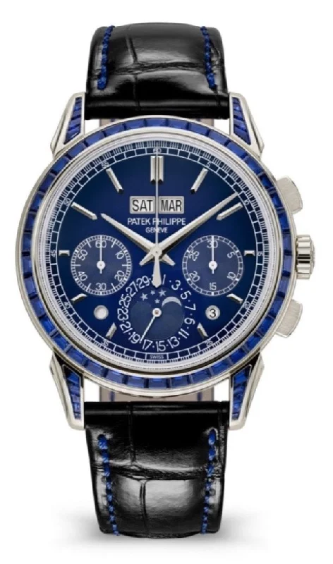 Men’s Watches with Date Display WindowPatek Philippe Perpetual Calendar Chronograph Grand Complications Perpetual Calendar Chrono Platinum Baguette Blue Sapphires 5271/11P