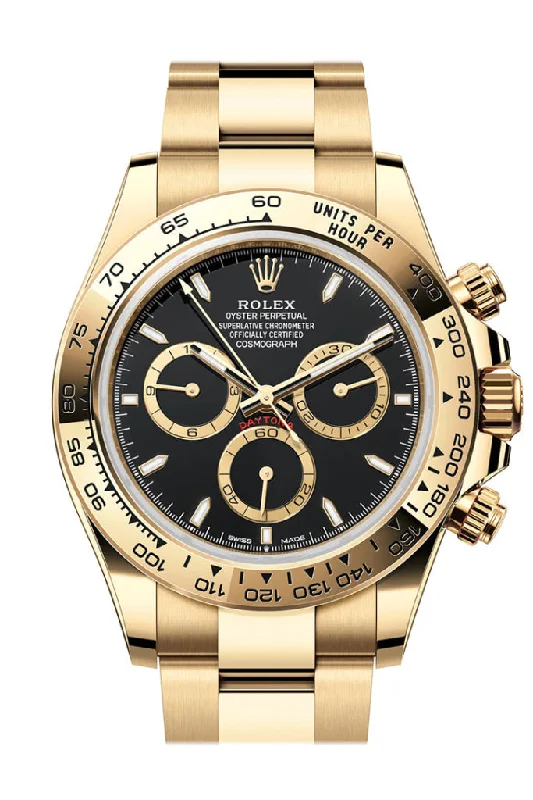 Round Dial Watches with Roman NumeralsRolex Daytona 40 Black Dial Yellow Gold Mens Watch 126508