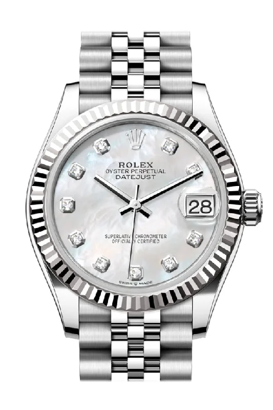 Hybrid Smartwatches with Traditional Watch AestheticsRolex Datejust 31 Mother of pearl Diamond Dial Fluted Bezel Jubilee Ladies Watch 278274-0006