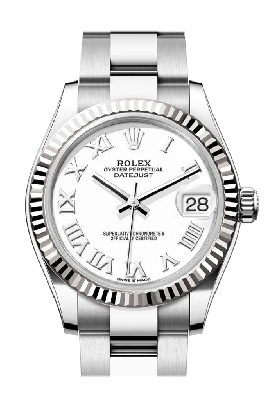 Women’s Watches with Swarovski CrystalsRolex Datejust 31 White Roman Dial Fluted Bezel Ladies Watch Fluted Bezel Ladies Watch278274 278274-0009