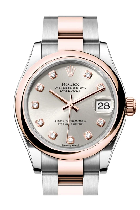 Fashionable Quartz Watches for Women with Leather StrapsRolex Datejust 31 Silver Diamond  Roman Diamond 6 Dial Rose Gold Steel Ladies Watch 278241 278241-0015