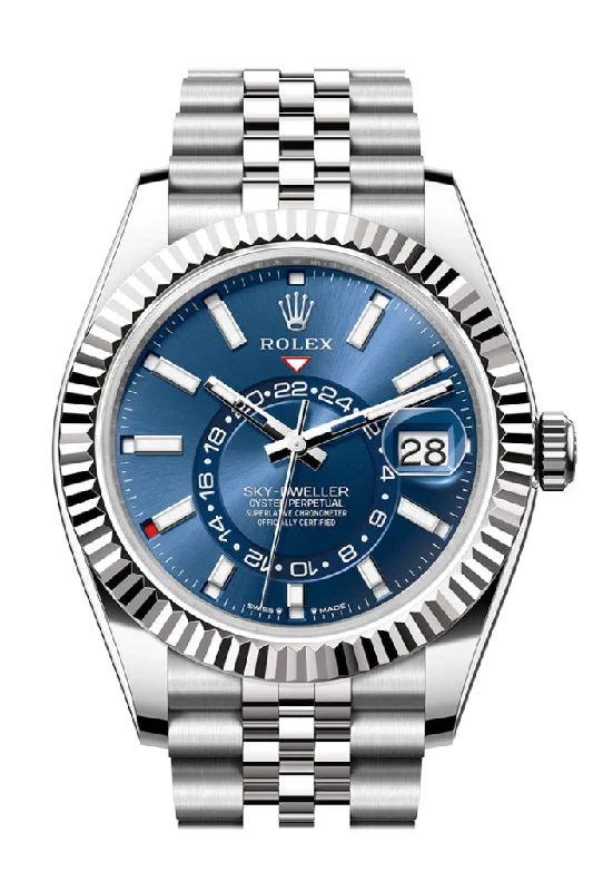 Watches with Multiple Time Zone DisplaysRolex Sky Dweller 42 Blue Dial Stainless Steel Jubilee Mens Watch 336934