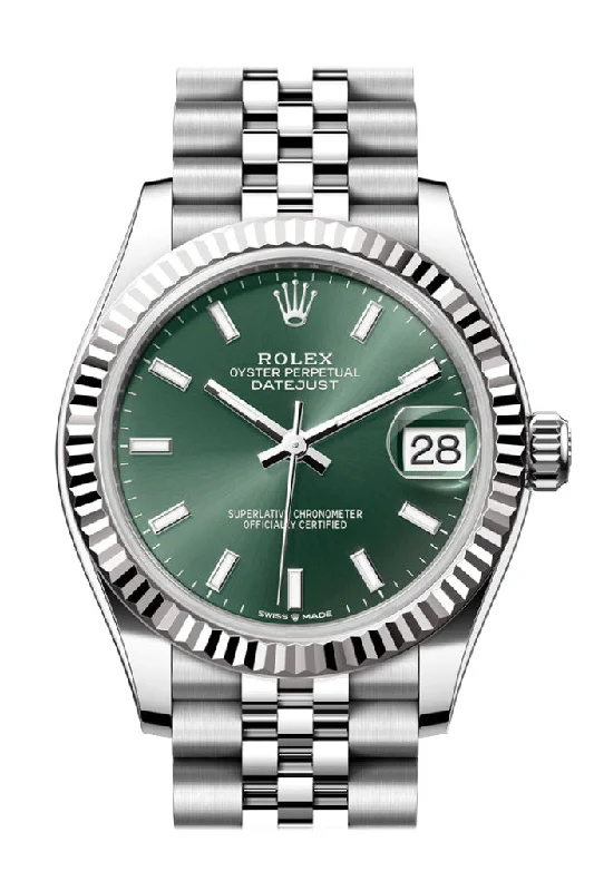 Watches with Temperature SensorRolex Datejust 31 Green Dial Fluted Bezel Jubilee Ladies Watch 278274 278274-0018