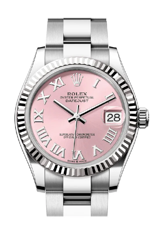 Military Style Watches with Luminescent HandsRolex Datejust 31 Pink Roman Dial Fluted Bezel Ladies Watch 278274 278274-0019