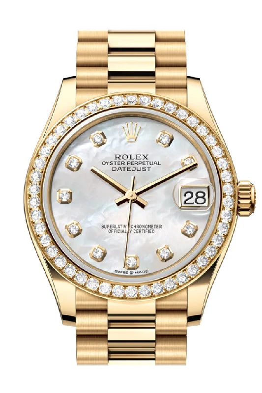 Women’s Watches with Swarovski CrystalsRolex Datejust 31 Mother Of Pearl Dial Diamond Bezel Yellow Gold Ladies Watch 278288RBR 278288RBR-0006