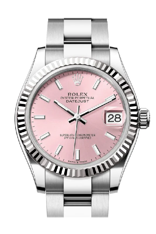 Round Dial Watches with Roman NumeralsRolex Datejust 31 Pink Dial Fluted Bezel Ladies Watch 278274 278274-0013