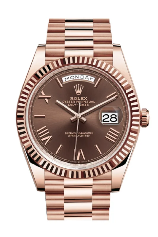 Casual Watches for Weekend OutingsROLEX Day-date 40 President Chocolate Dial 18k Rose Gold Men's Watch 228235