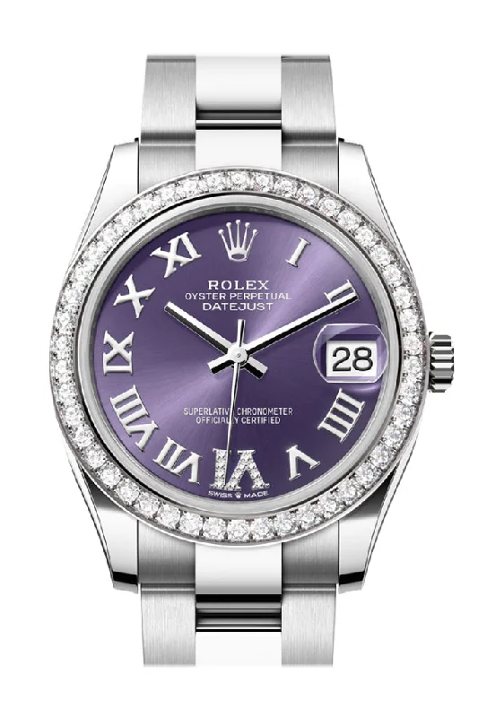 Watches with Braided Straps for a Handmade TouchRolex Datejust 31 Aubergine Roman Dial Ladies Watch 278384RBR 278384RBR-0029